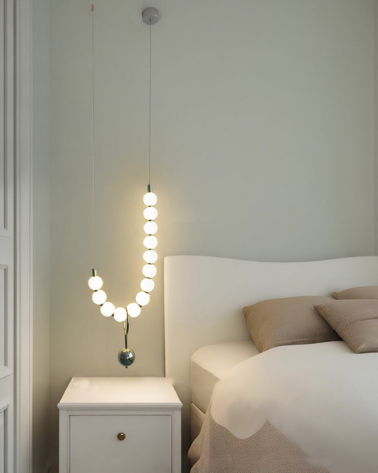 Chandelier Milk Glass String 39 in Modern Dining Room Kitchen Living Room Lighting Fixture | Thomler
