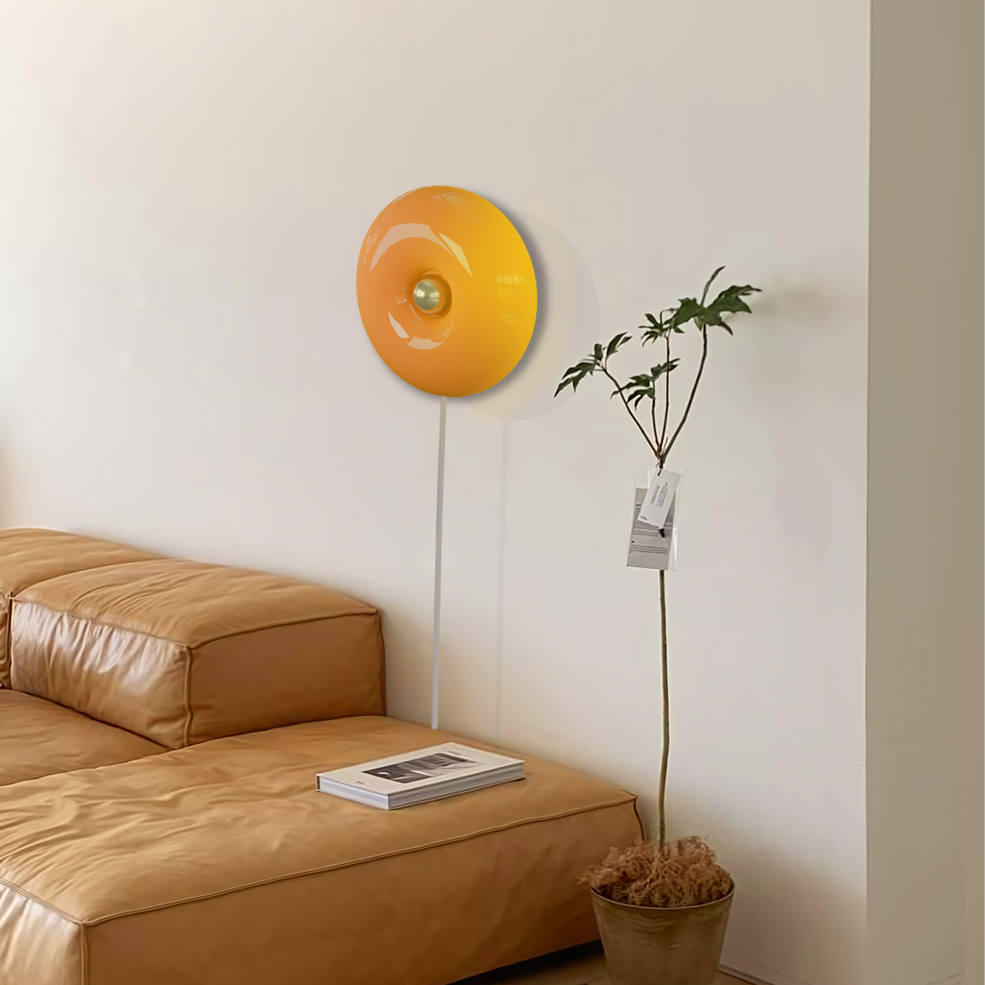 Wall Lamp Glass 9.8 in Donut Shape Orange Modern Interiors Touch Activated LED Ambient Lighting | Thomler