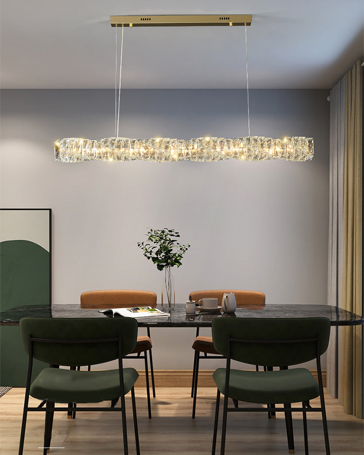 Chandelier Crystal 24 in Warm White Dimmable Dining Room Hanging Light Fixture Luxury Modern Lighting | Thomler