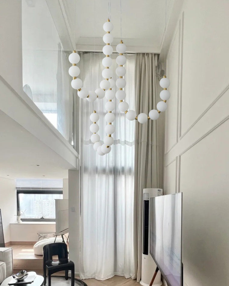 Chandelier Milk Glass String 39 in Modern Dining Room Kitchen Living Room Lighting Fixture | Thomler
