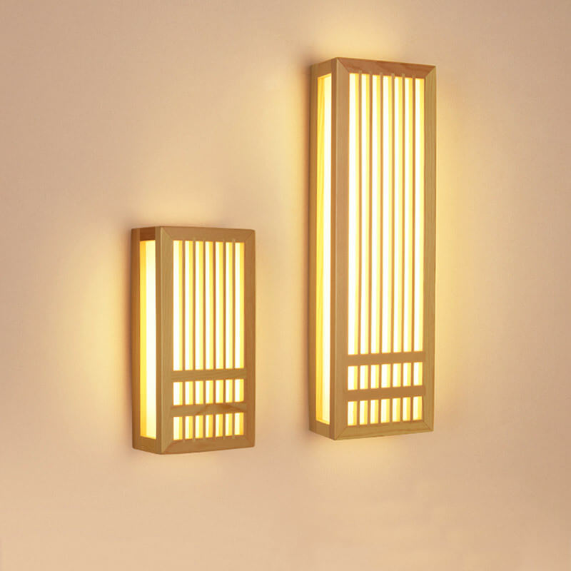 Wall Lamp Wood Acrylic 11.8 in LED Beige Bedroom Living Room Modern Sconce Lighting Fixture Indoor Decor | Thomler