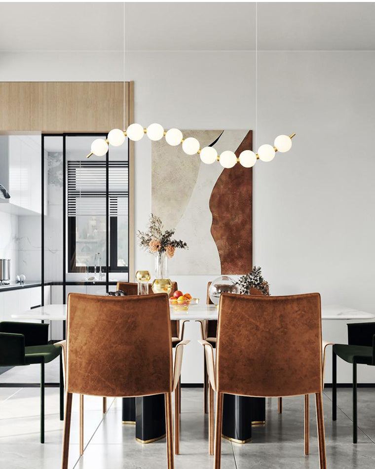Chandelier Milk Glass String 39 in Modern Dining Room Kitchen Living Room Lighting Fixture | Thomler