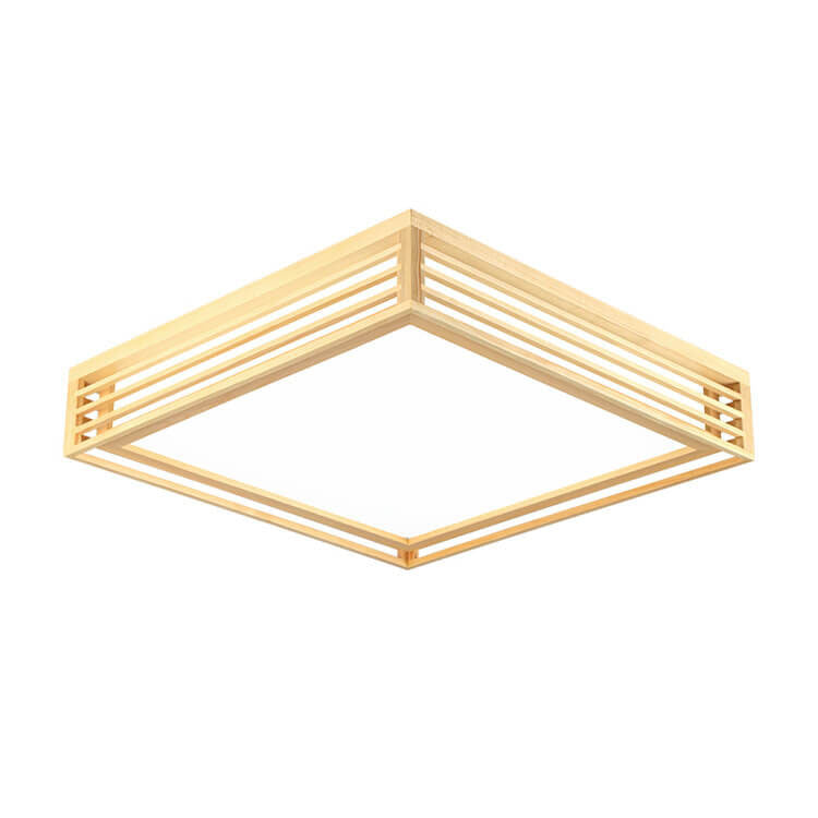 Flush Mount Ceiling Light Wood Acrylic 13.8 in LED Beige White Modern Bedroom Living Room Dining Room Lighting | Thomler