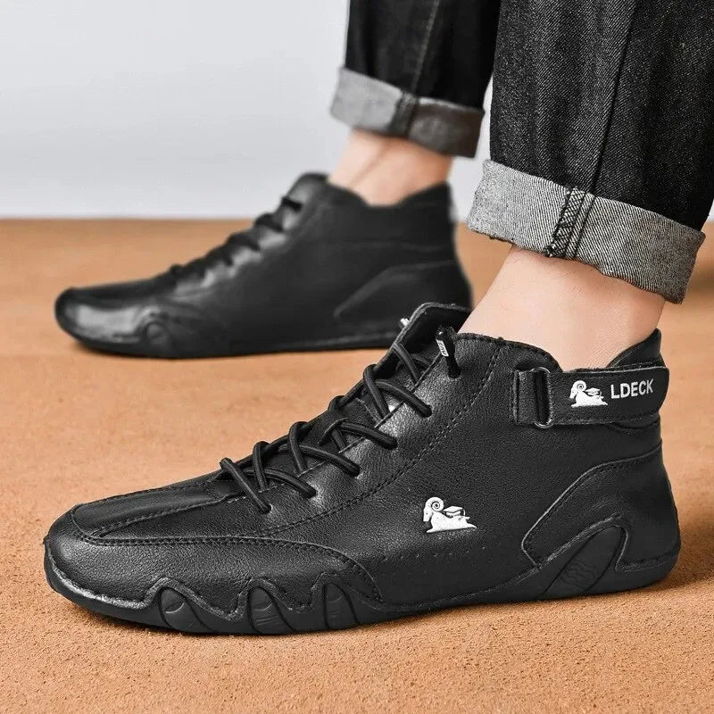 Men's Waterproof High-Top Sneakers with Elastic Slip-On Design - Durable Rubber Sole Boots for Street Style & All-Weather Wear | Thomler