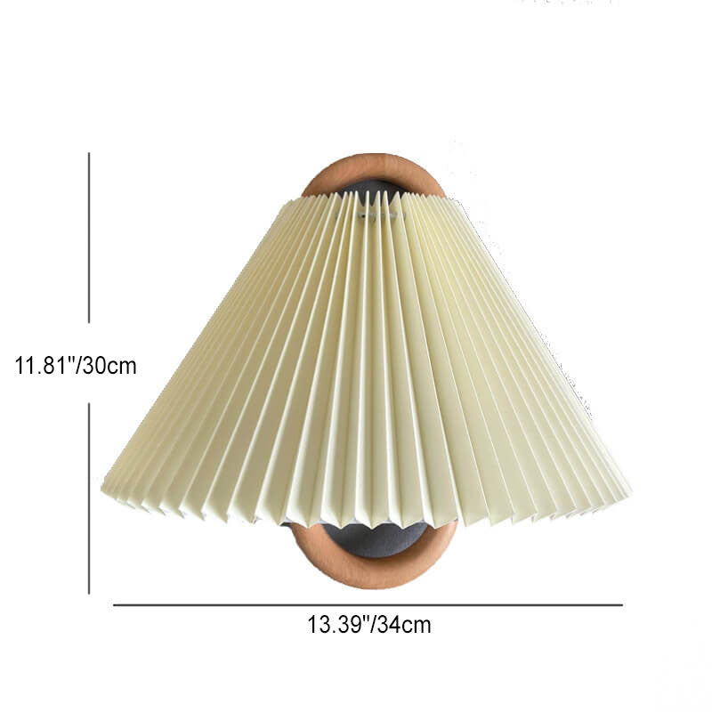 Fabric Half-Moon Wall Sconce with Natural Wood Backplate for Bedroom & Living Room | Thomler