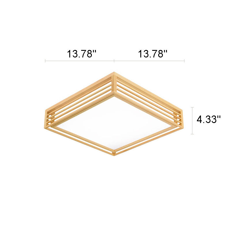 Flush Mount Ceiling Light Wood Acrylic 13.8 in LED Beige White Modern Bedroom Living Room Dining Room Lighting | Thomler