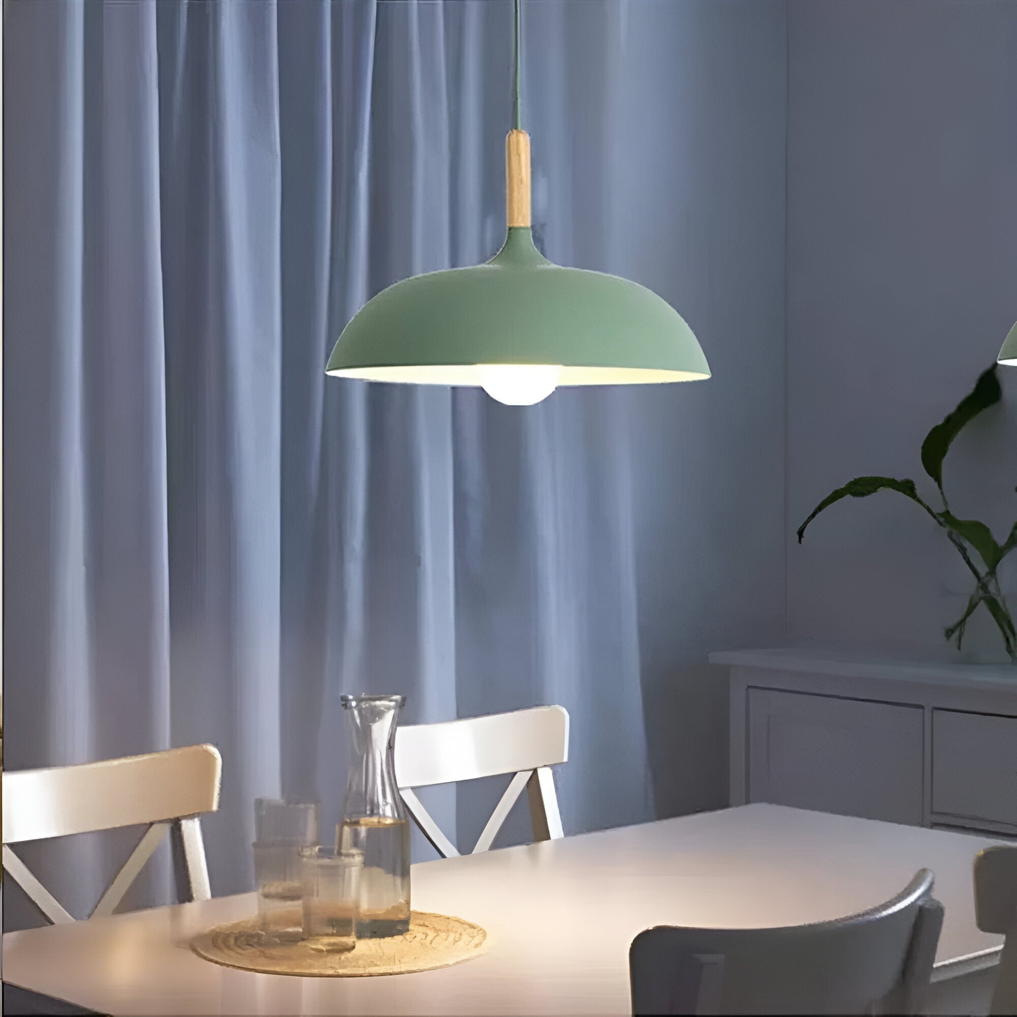 Pendant Light Wood Iron Shade Ø35.0–60.0 cm Dining Room Kitchen Island Japandi Scandinavian Hanging Ceiling Lamp E27 | Thomler
