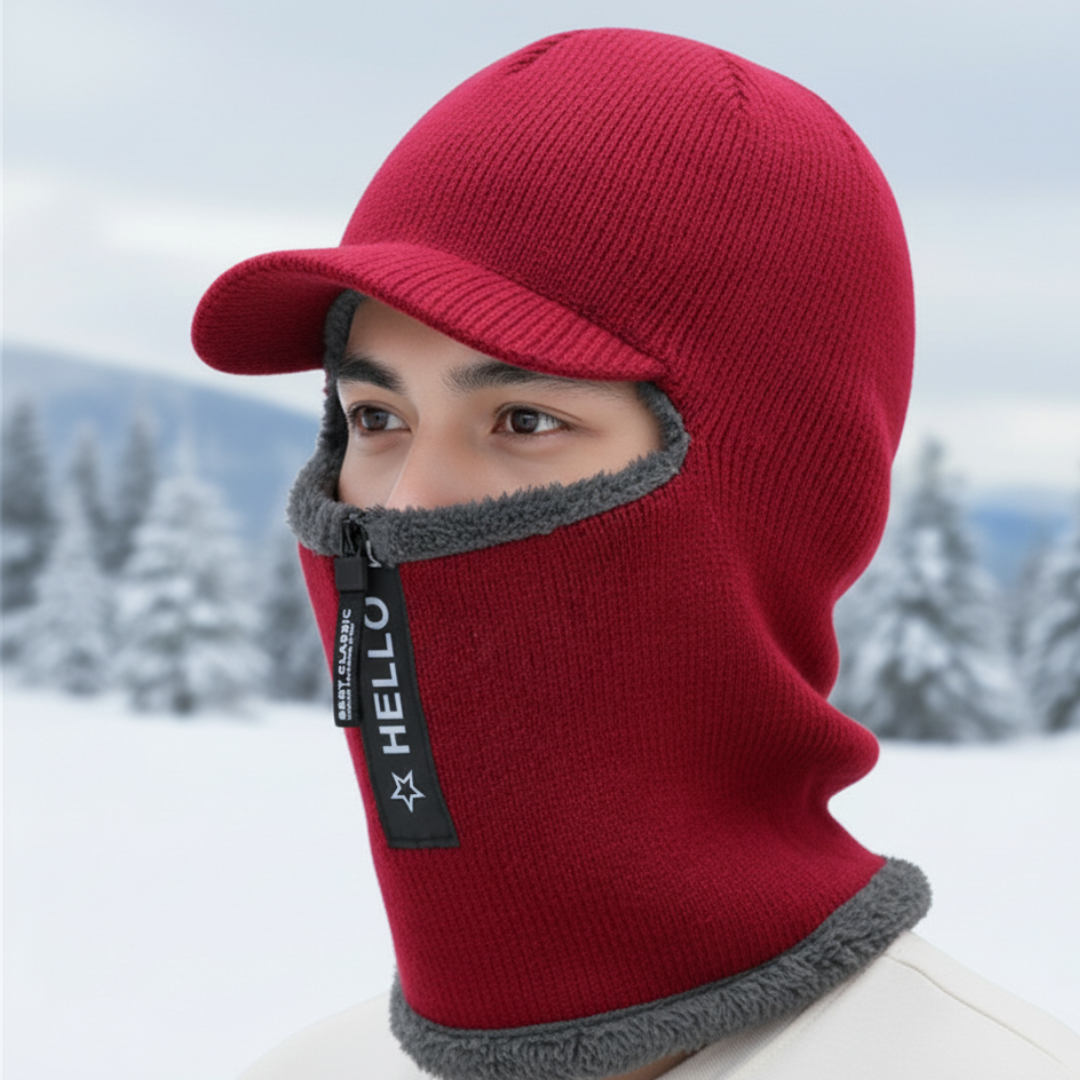 Knit Winter Balaclava with Fleece Lining & Zip Shield for Cycling, Skiing & Outdoor Cold Weather | Thomler