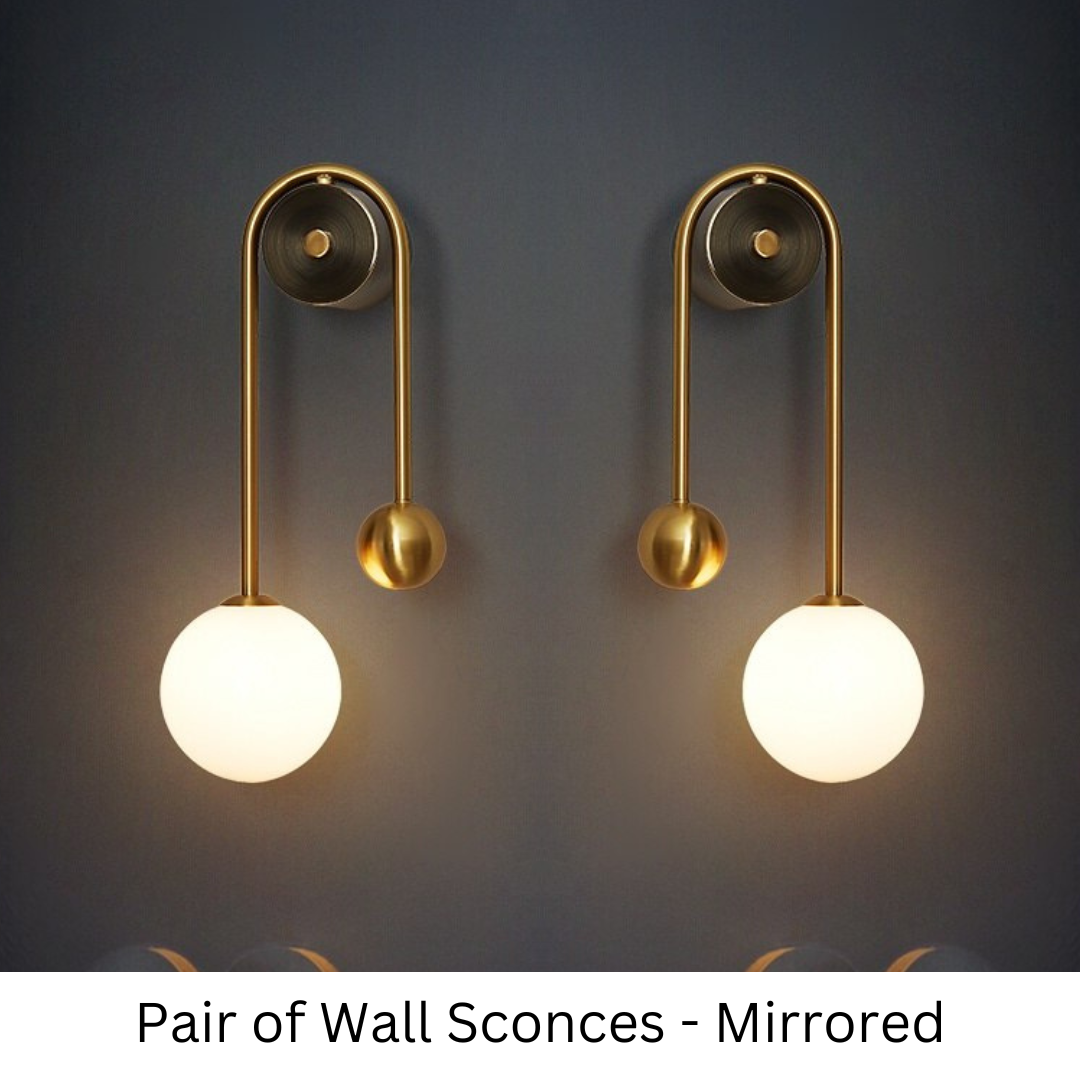Glass Shade Wall Sconce Light with Brass-Finish Metal Frame for Hallway, Bedroom, Living Room & Bathroom Lighting | Thomler