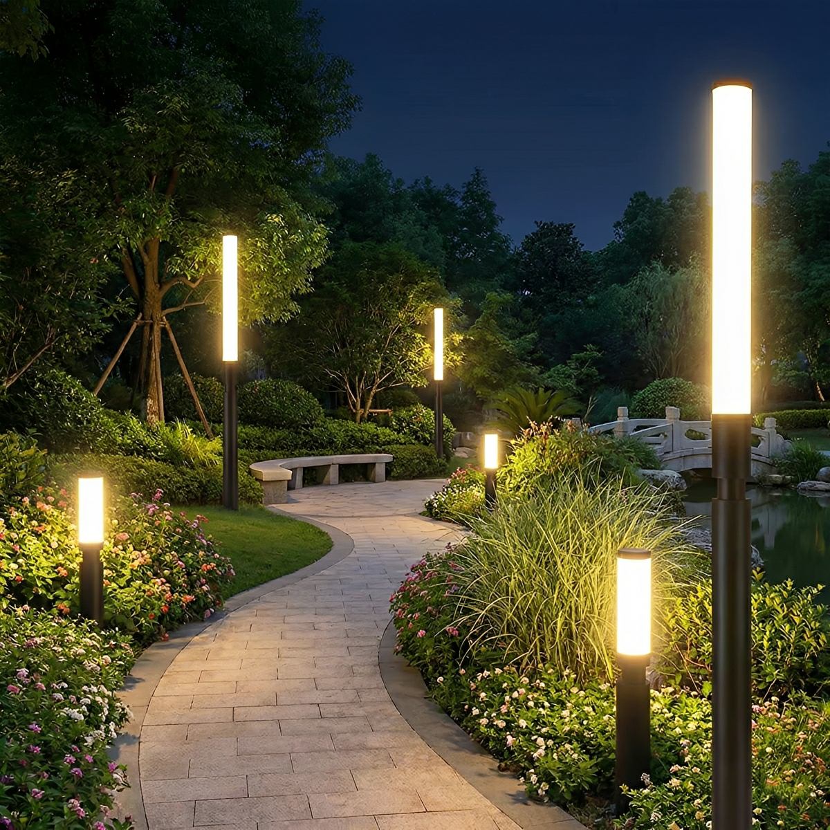 Sleek Outdoor LED Bollard Fixture – Weather-Resistant Aluminum Housing for Driveways, Walkways & Garden Edging – Slim Profile with Warm Glow | Thomler