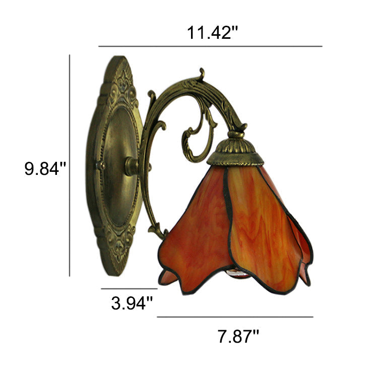 Wall Lamp Iron Resin 9.8 in x 7.9 in Glass Shade Blue Red Pink Clear Bronze Bedside Living Room Bedroom Study LED Incandescent Fluorescent Fixture | Thomler
