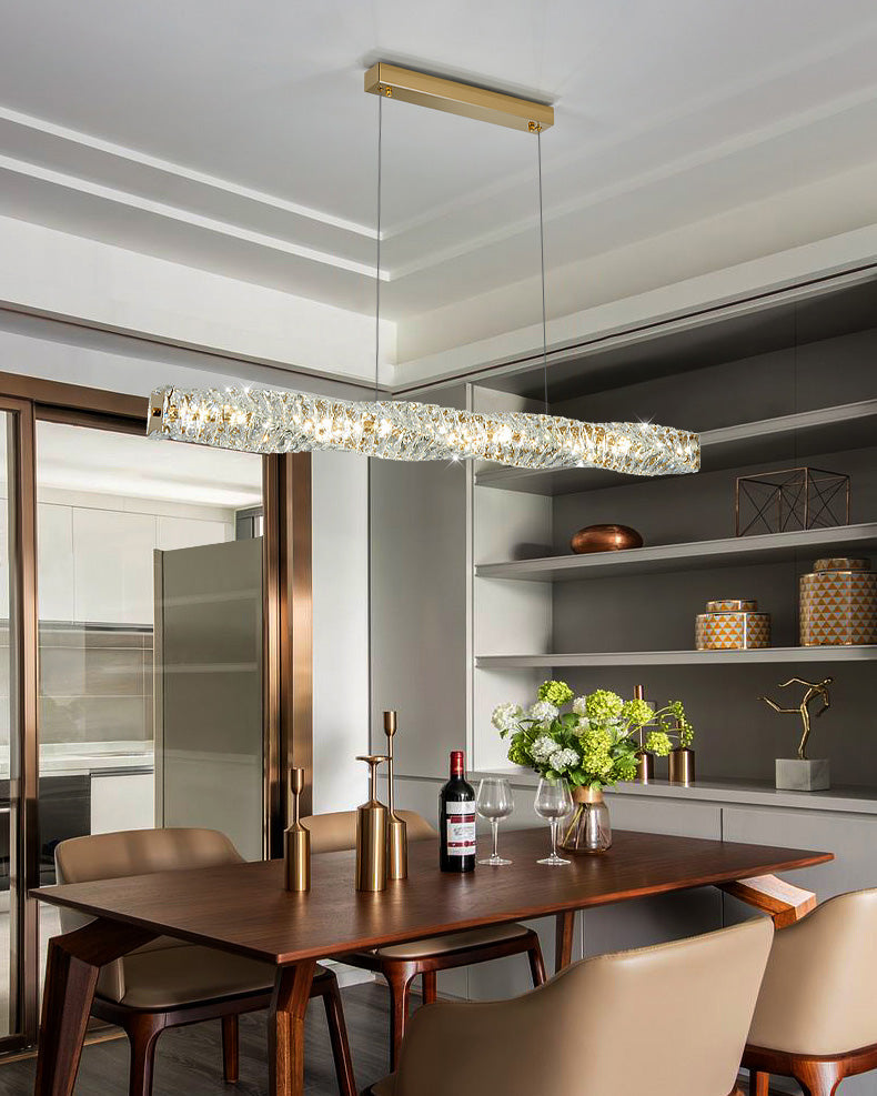 Chandelier Crystal 24 in Warm White Dimmable Dining Room Hanging Light Fixture Luxury Modern Lighting | Thomler