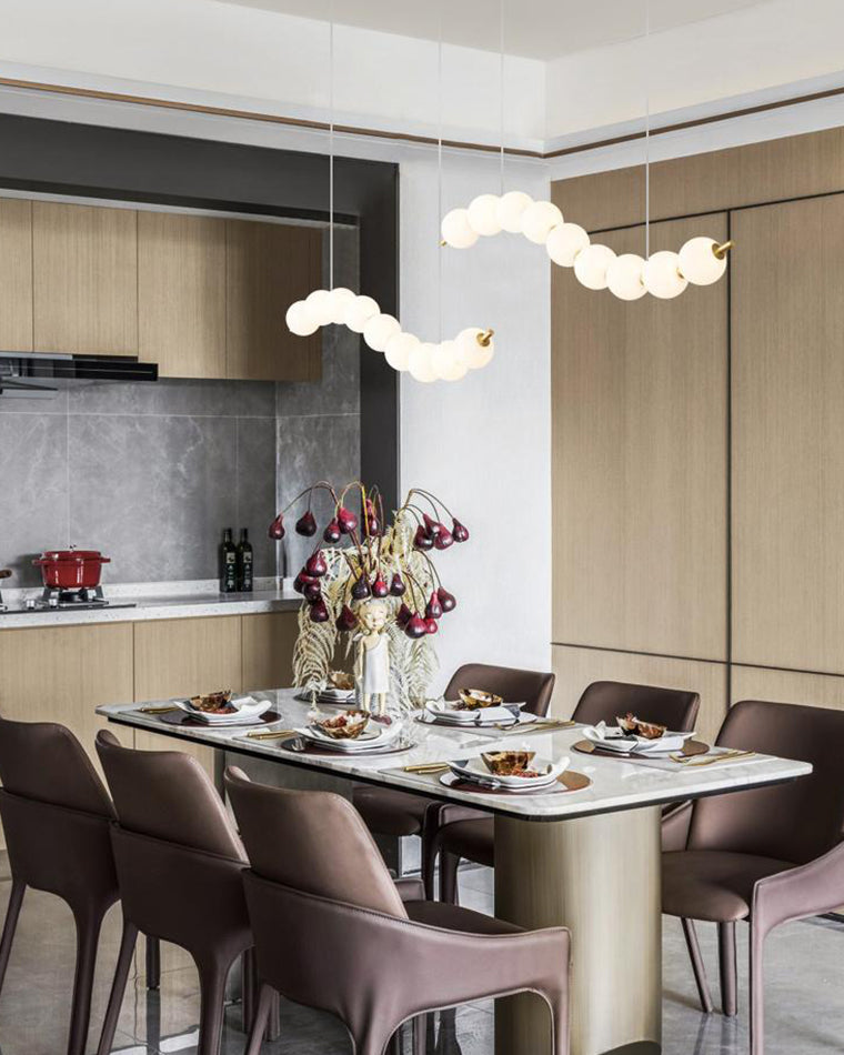 Chandelier Milk Glass String 39 in Modern Dining Room Kitchen Living Room Lighting Fixture | Thomler