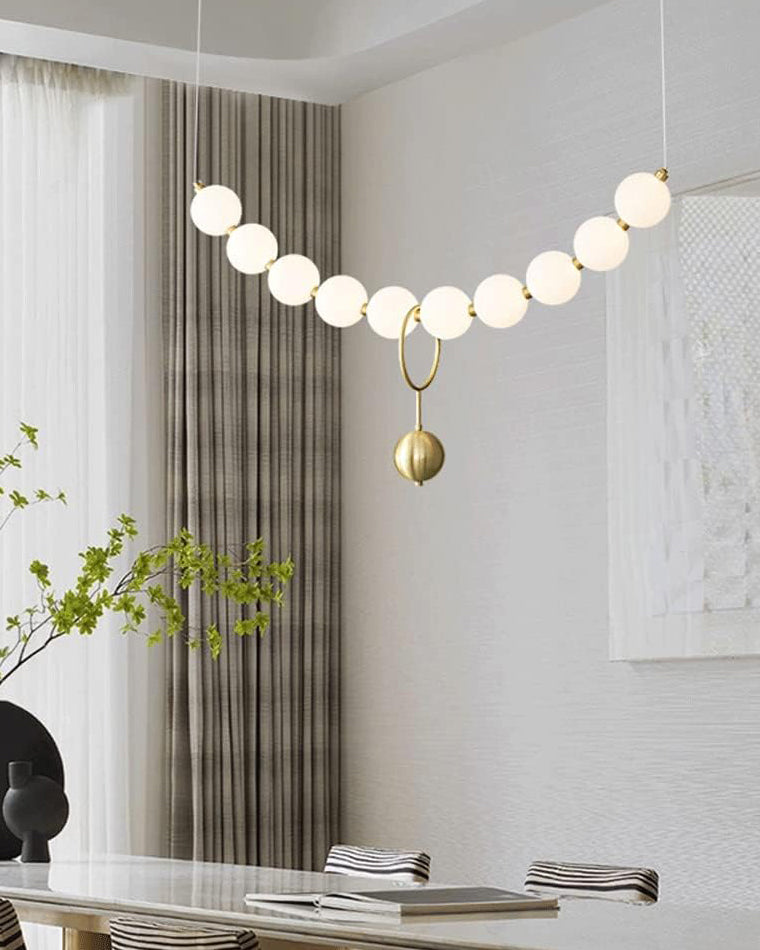 Chandelier Milk Glass String 39 in Modern Dining Room Kitchen Living Room Lighting Fixture | Thomler