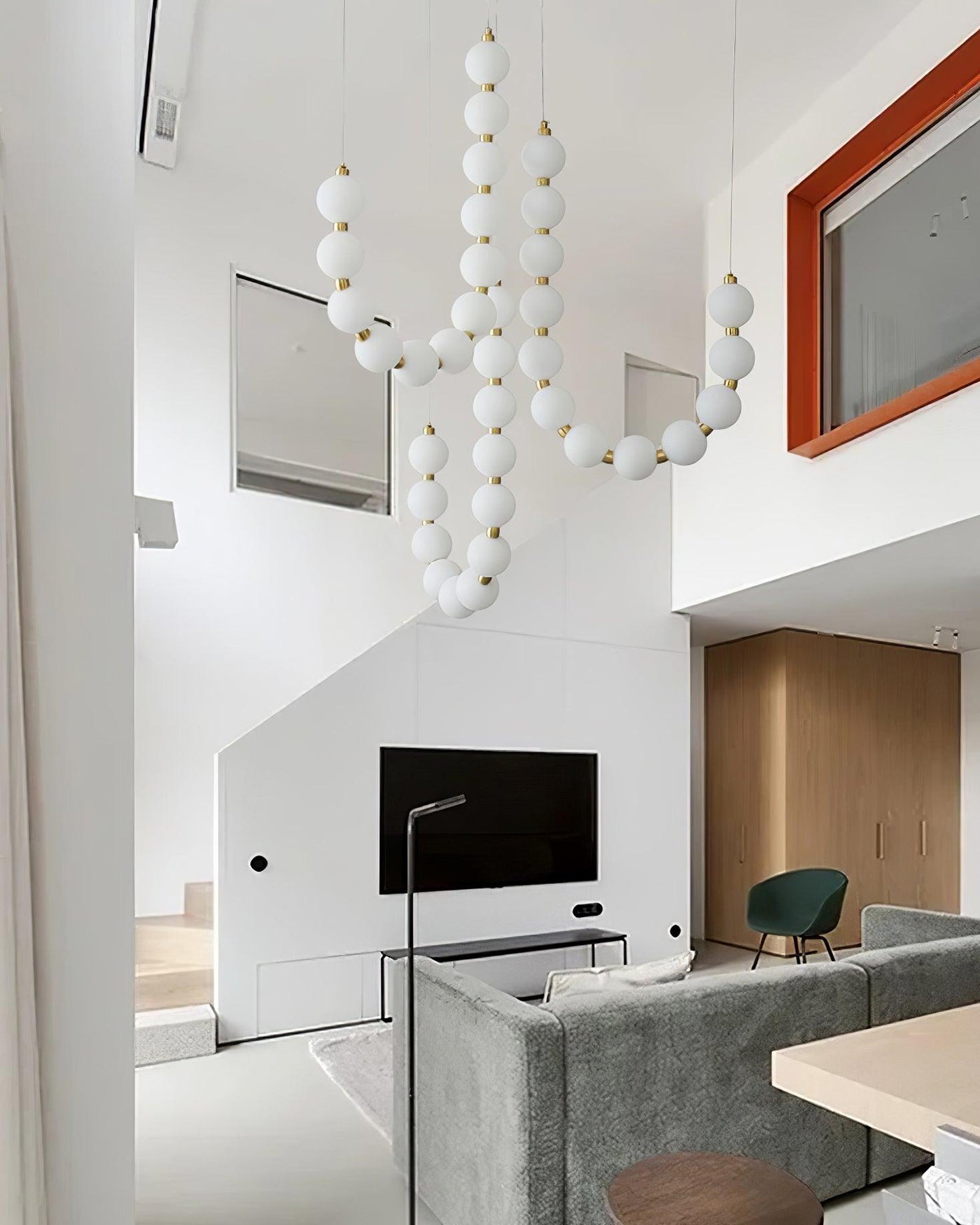 Chandelier Milk Glass String 39 in Modern Dining Room Kitchen Living Room Lighting Fixture | Thomler