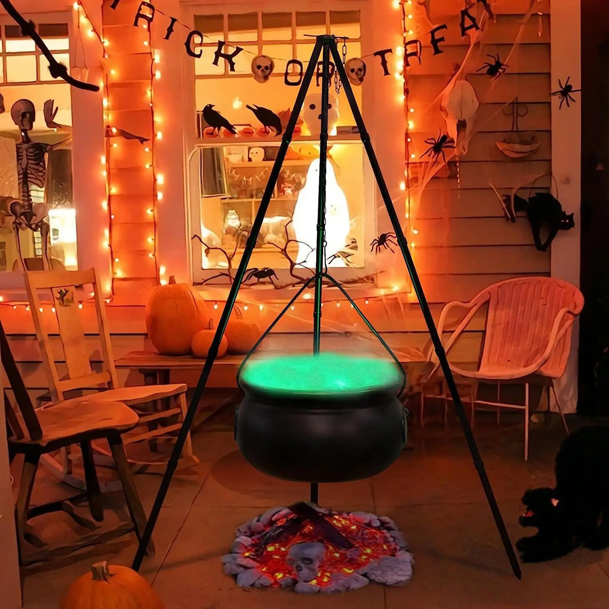 LED Witch Brew Pot on Stand – 5-in-1 Illuminated Cauldron for Trick-or-Treat Candy Display & Halloween Yard Staging | Thomler