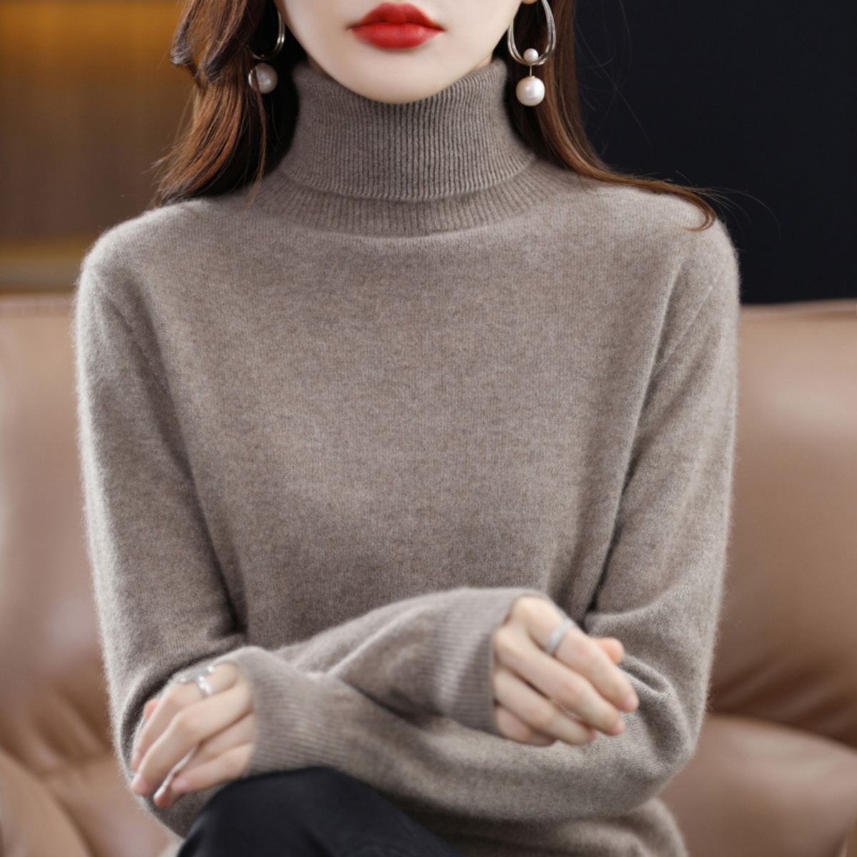 Women's Cashmere Turtleneck Sweater – Soft Knit Pullover for Fall & Winter | Thomler