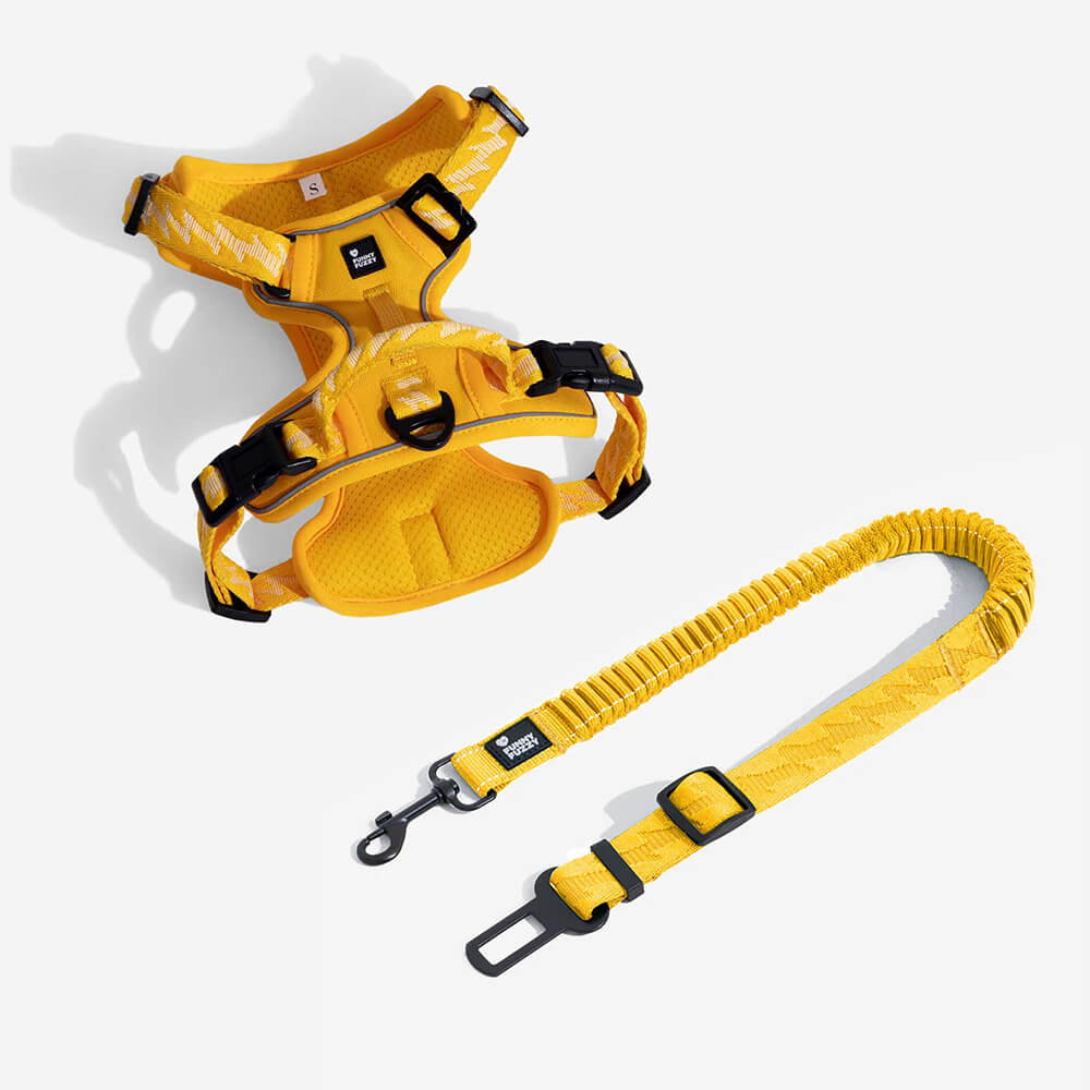Adjustable Pet Safety Harness Tether for Car Travel with Reflective Strap & Elastic Shock Absorber for Dogs | Thomler