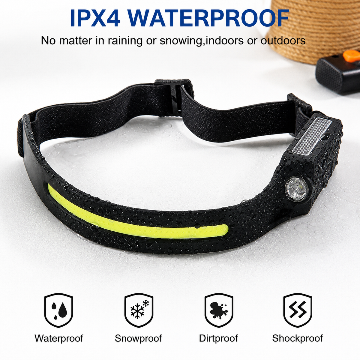 Motion-Activated LED Headlamp with Wave Sensor – Rechargeable Hands-Free Light for Camping, Repairs, Running & Hiking | Thomler