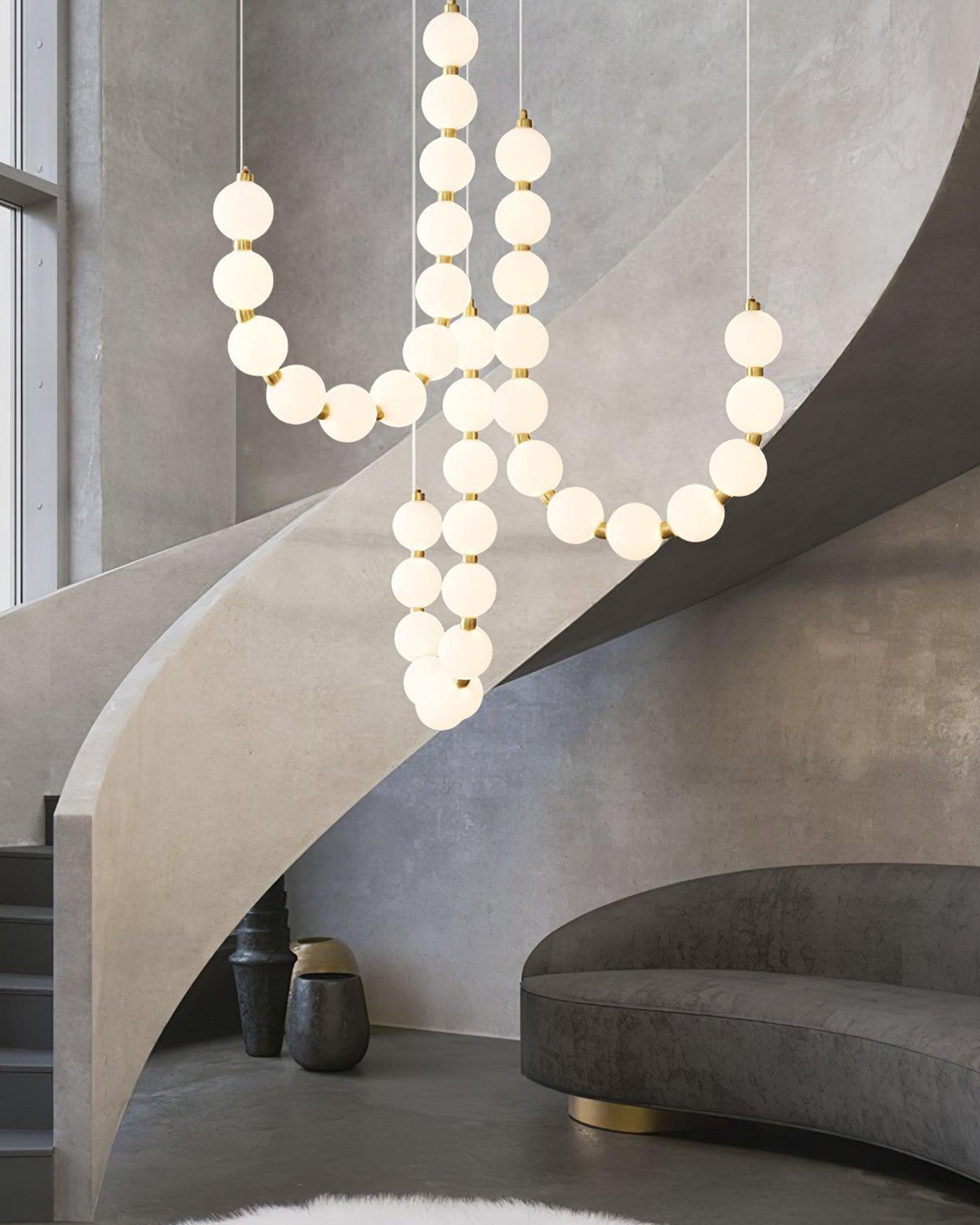 Chandelier Milk Glass String 39 in Modern Dining Room Kitchen Living Room Lighting Fixture | Thomler