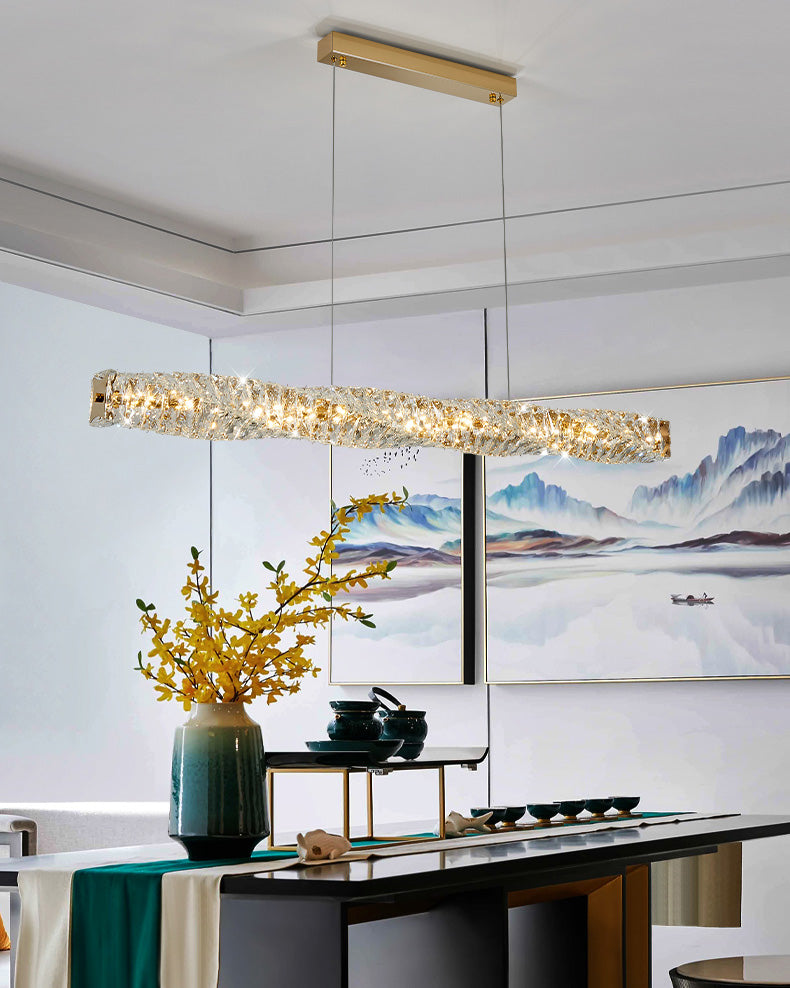 Chandelier Crystal 24 in Warm White Dimmable Dining Room Hanging Light Fixture Luxury Modern Lighting | Thomler