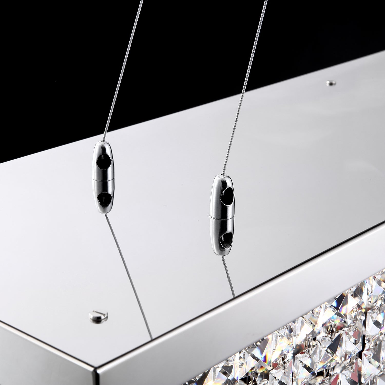 Linear K9 Glass Drop Ceiling Light Fixture for Dining Room & Kitchen – Chrome Finish | Thomler