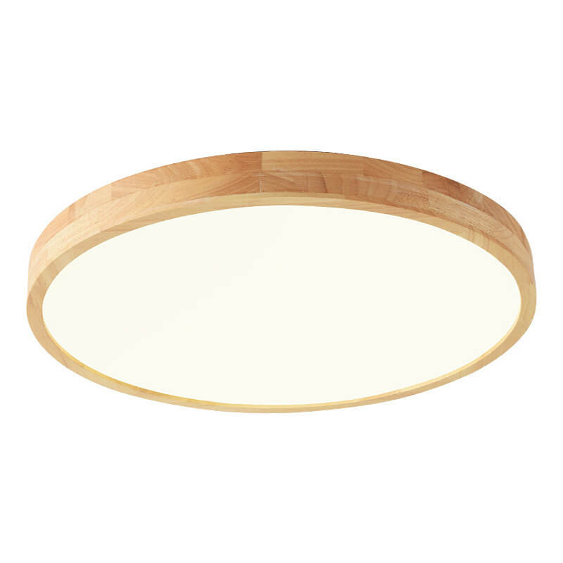 Flush Mount Ceiling Light Wood 23.6 in 48W Beige Living Room Bedroom Adjustable LED Modern Lighting | Thomler
