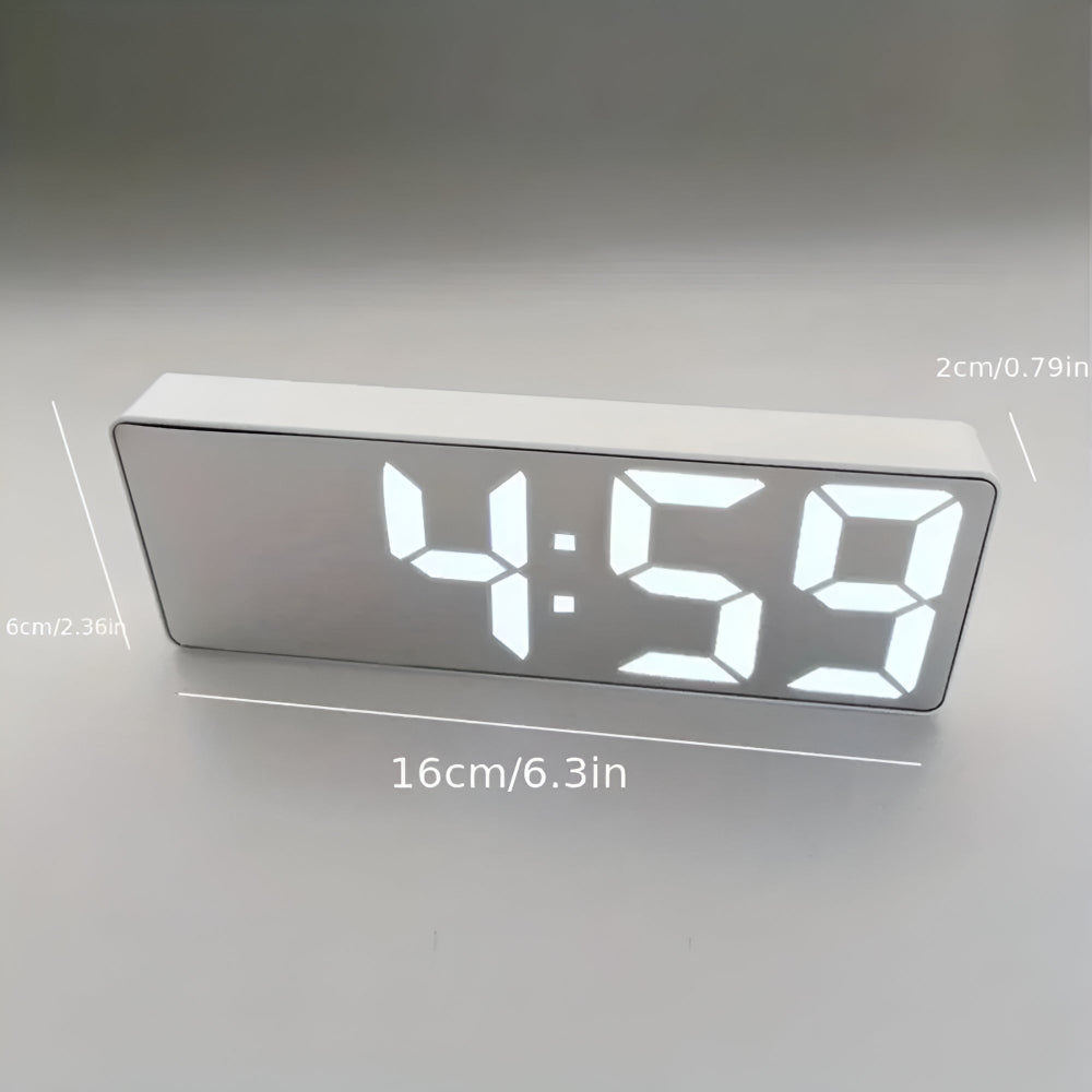 LED Alarm Clock with Mirror Display Temperature Date 12/24 Hour Format Snooze Battery USB Powered Nightstand Bedroom Office Desktop | Thomler