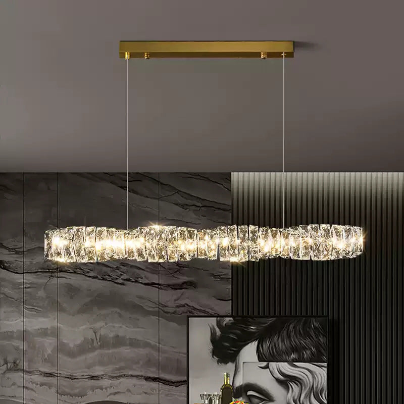 Chandelier Crystal 24 in Warm White Dimmable Dining Room Hanging Light Fixture Luxury Modern Lighting | Thomler
