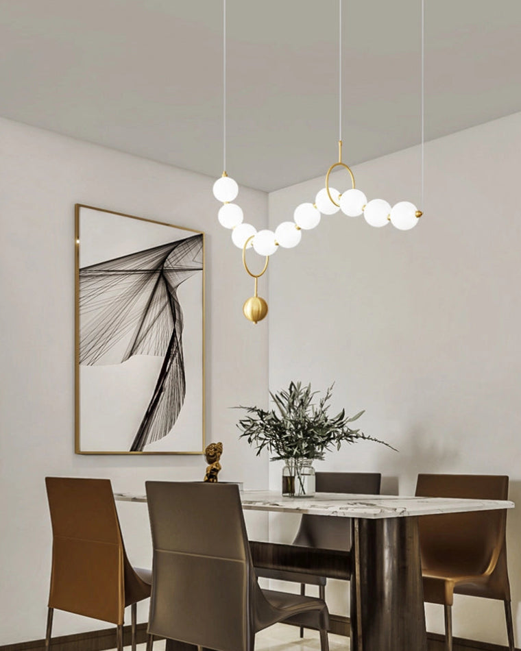 Chandelier Milk Glass String 39 in Modern Dining Room Kitchen Living Room Lighting Fixture | Thomler