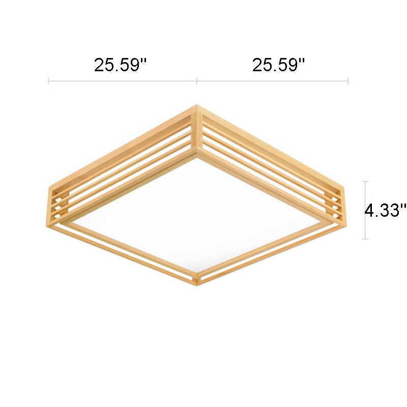 Flush Mount Ceiling Light Wood Acrylic 13.8 in LED Beige White Modern Bedroom Living Room Dining Room Lighting | Thomler