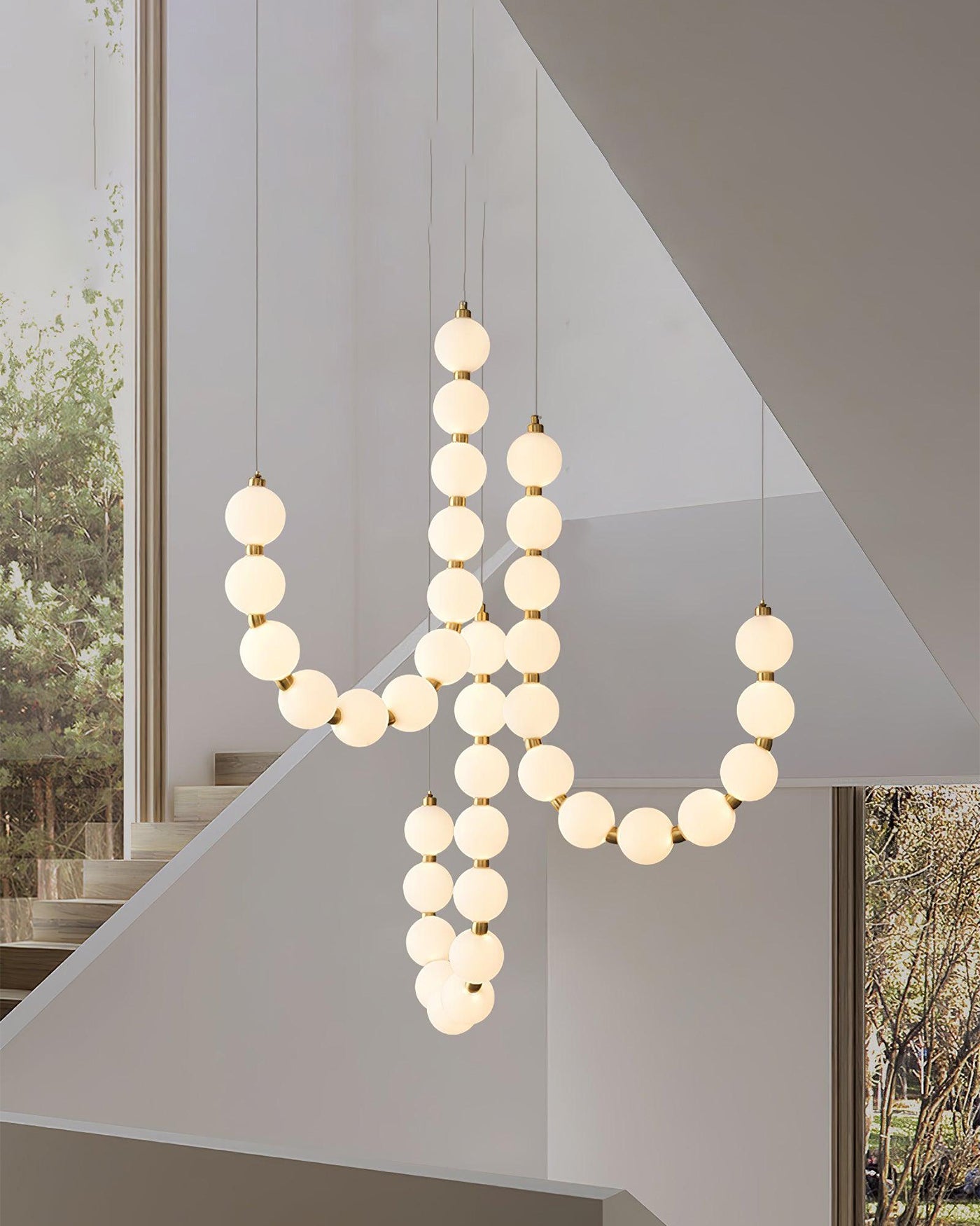 Chandelier Milk Glass String 39 in Modern Dining Room Kitchen Living Room Lighting Fixture | Thomler