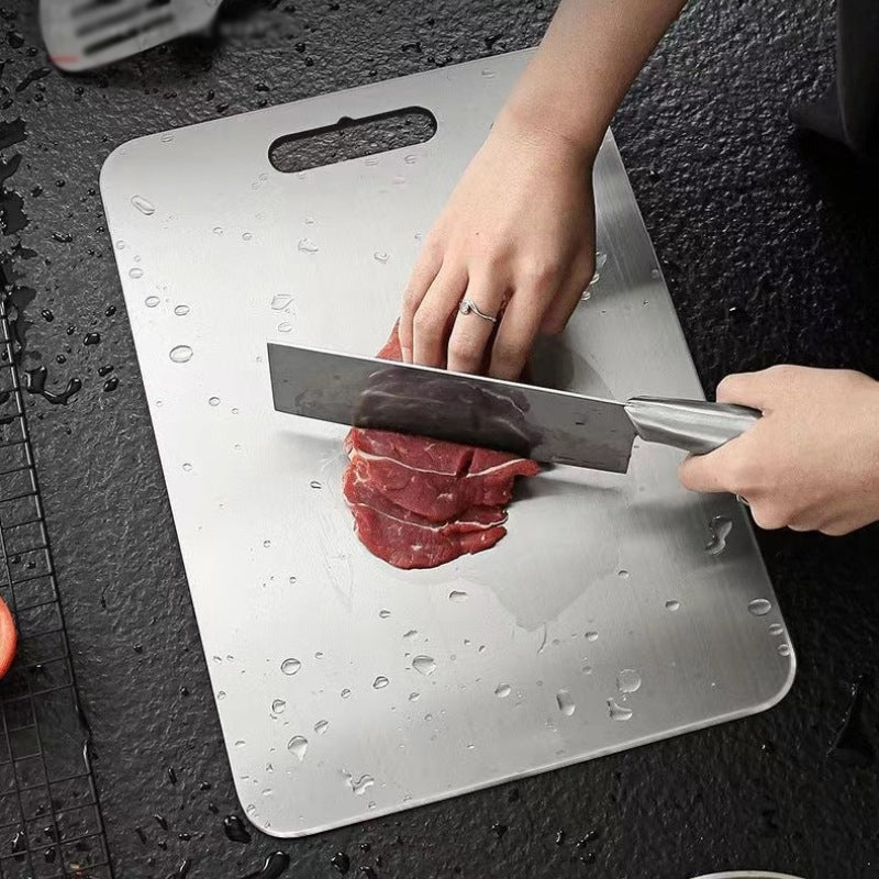 Dual-Surface Stainless Steel Cutting Board for Kitchen Food Prep & Meal Safety | Rust-Resistant Chopping Board for Meat, Vegetables, Bread | Thomler
