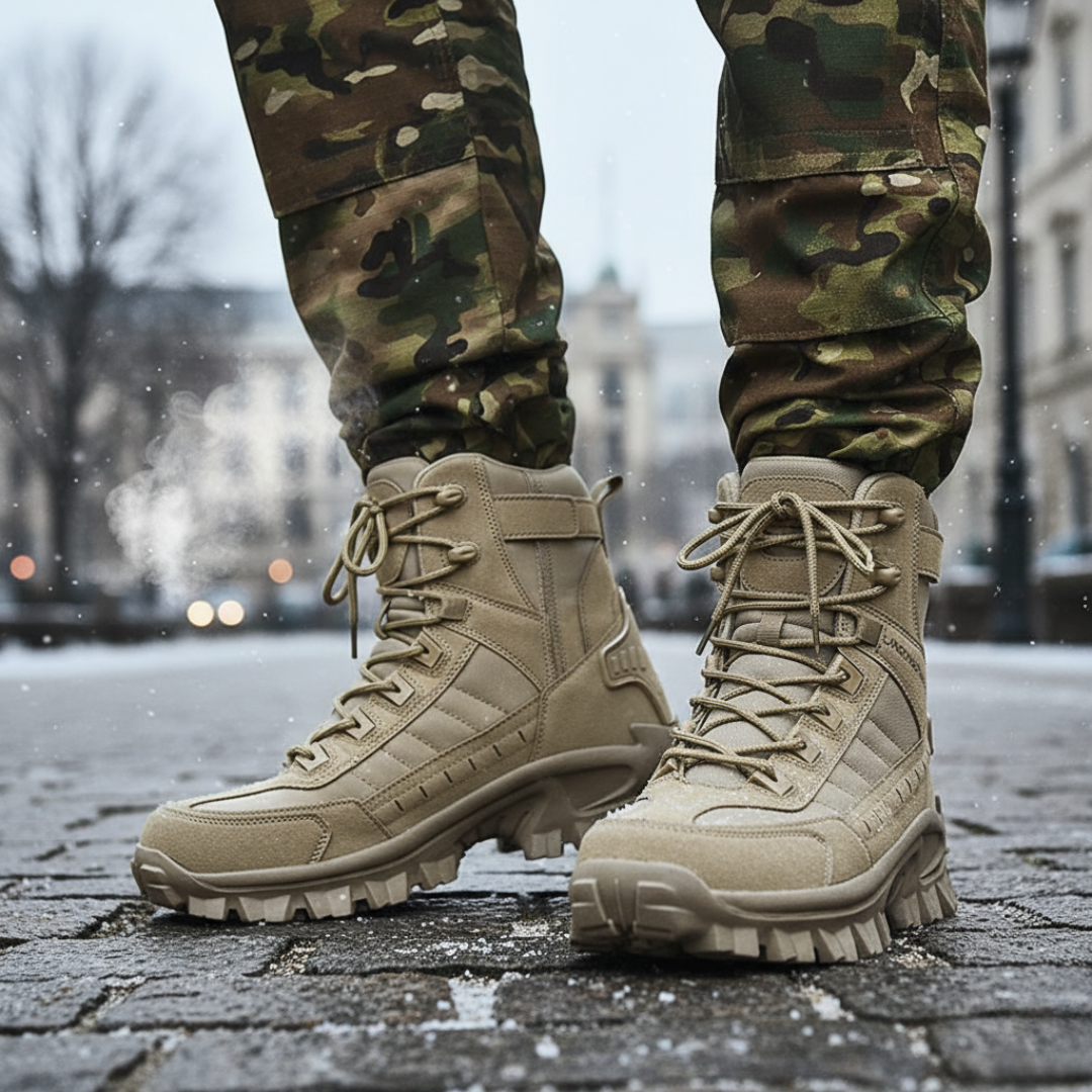 Men's Insulated Winter Tactical Boots with Non-Slip Sole for Hiking & Work – High Ankle Lace-Up Outdoor Combat Boots for Cold Weather | Thomler