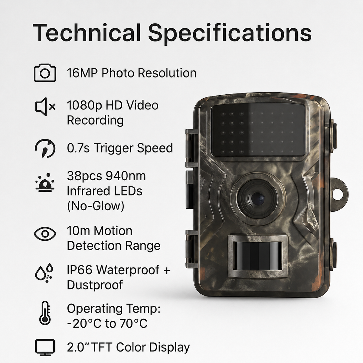 16MP Motion-Activated Wildlife Camera with Infrared Night Vision for Outdoor Animal Monitoring | Thomler