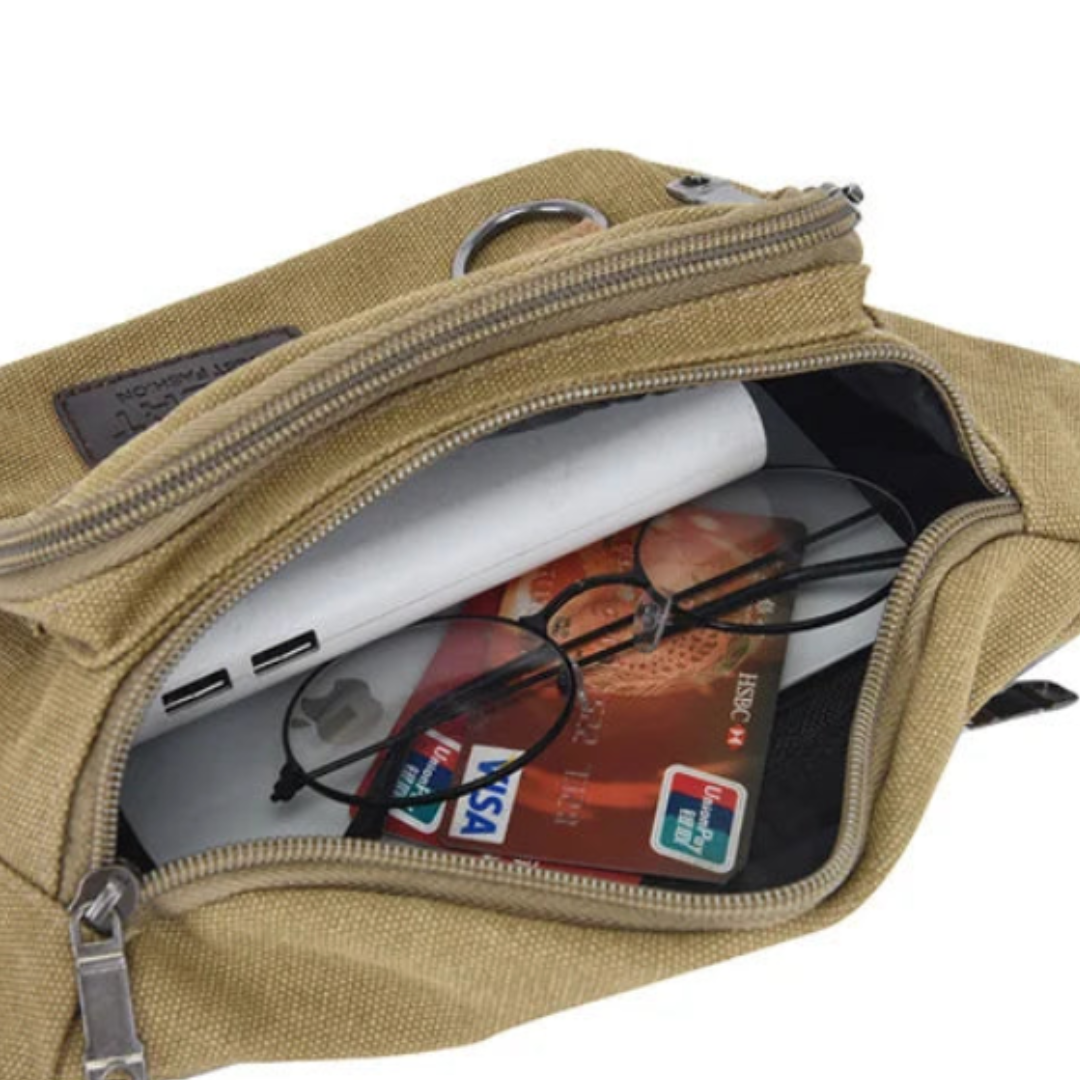 Heavy-Duty Canvas Belt Bag with Multiple Compartments for Travel & Outdoor | Thomler