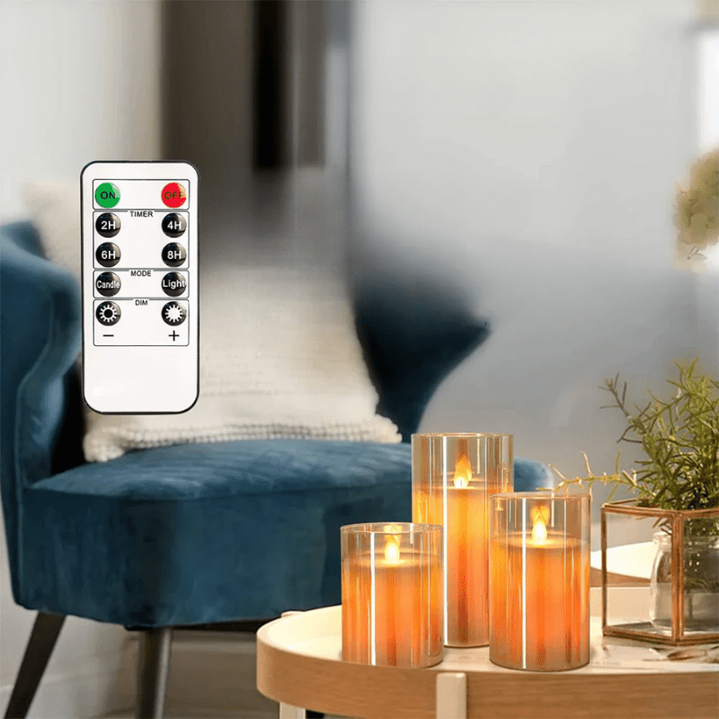 Flameless LED Candles with Flickering Light Effect, Remote Control Battery Operated Pillar Candles for Home Decor, Living Room, Bedroom | Thomler