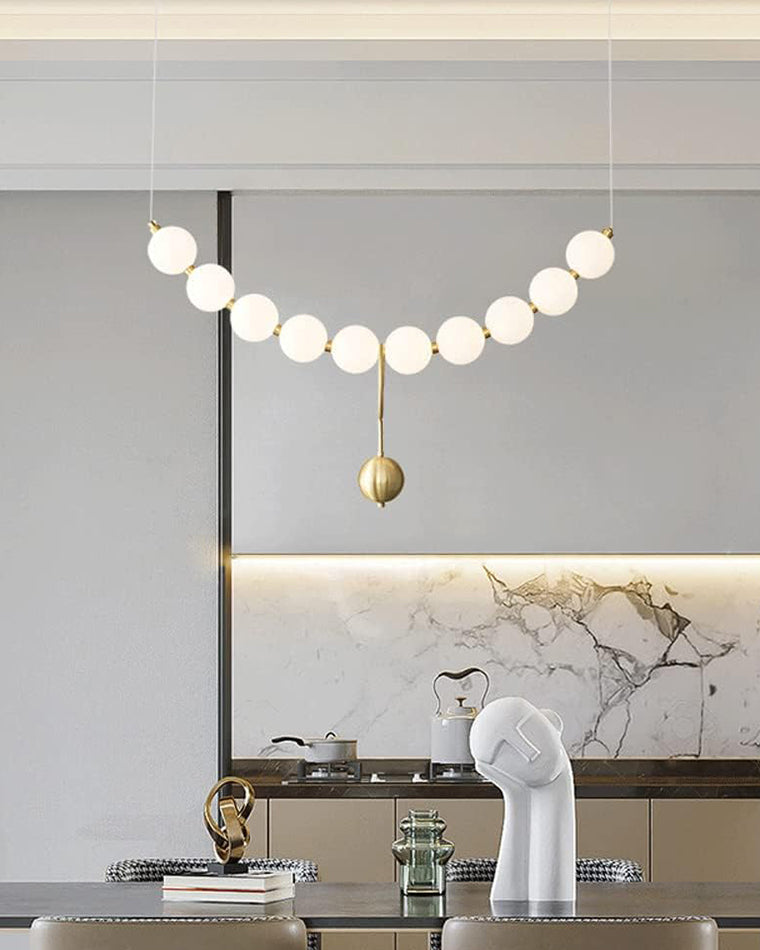 Chandelier Milk Glass String 39 in Modern Dining Room Kitchen Living Room Lighting Fixture | Thomler