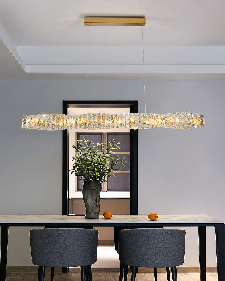 Chandelier Crystal 24 in Warm White Dimmable Dining Room Hanging Light Fixture Luxury Modern Lighting | Thomler