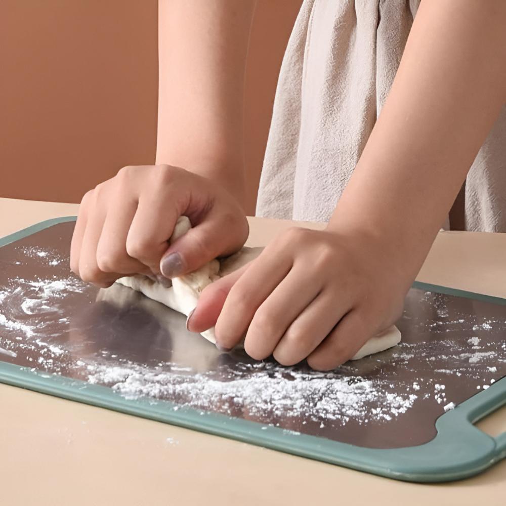 Reversible Cutting Board with Stainless Steel & Rice Fiber Surfaces Plus Built-In Garlic Grater | Thomler