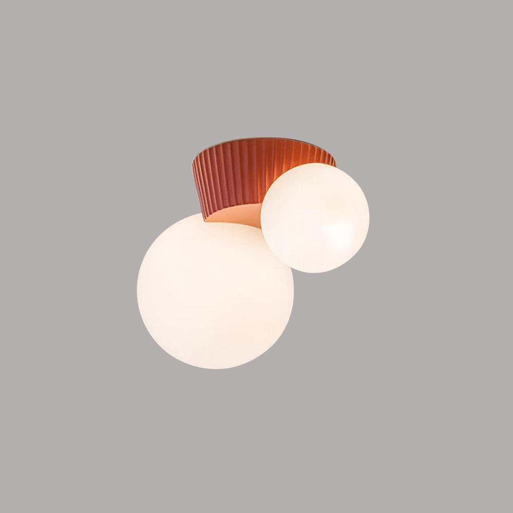 Twin Globe Ceiling Light with Green Base – Modern Two-Bulb Flush Mount for Living Room & Bedroom | Thomler