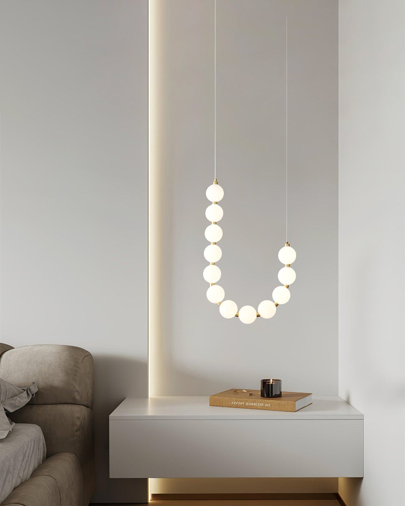 Chandelier Milk Glass String 39 in Modern Dining Room Kitchen Living Room Lighting Fixture | Thomler
