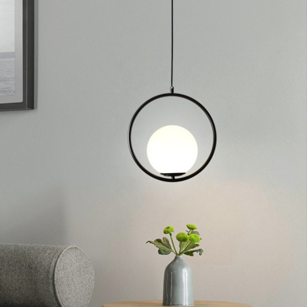 Glass Pendant Light with Metal Frame for Kitchen Island Dining Room Contemporary Ceiling Fixture Modern Hanging Lamp | Thomler