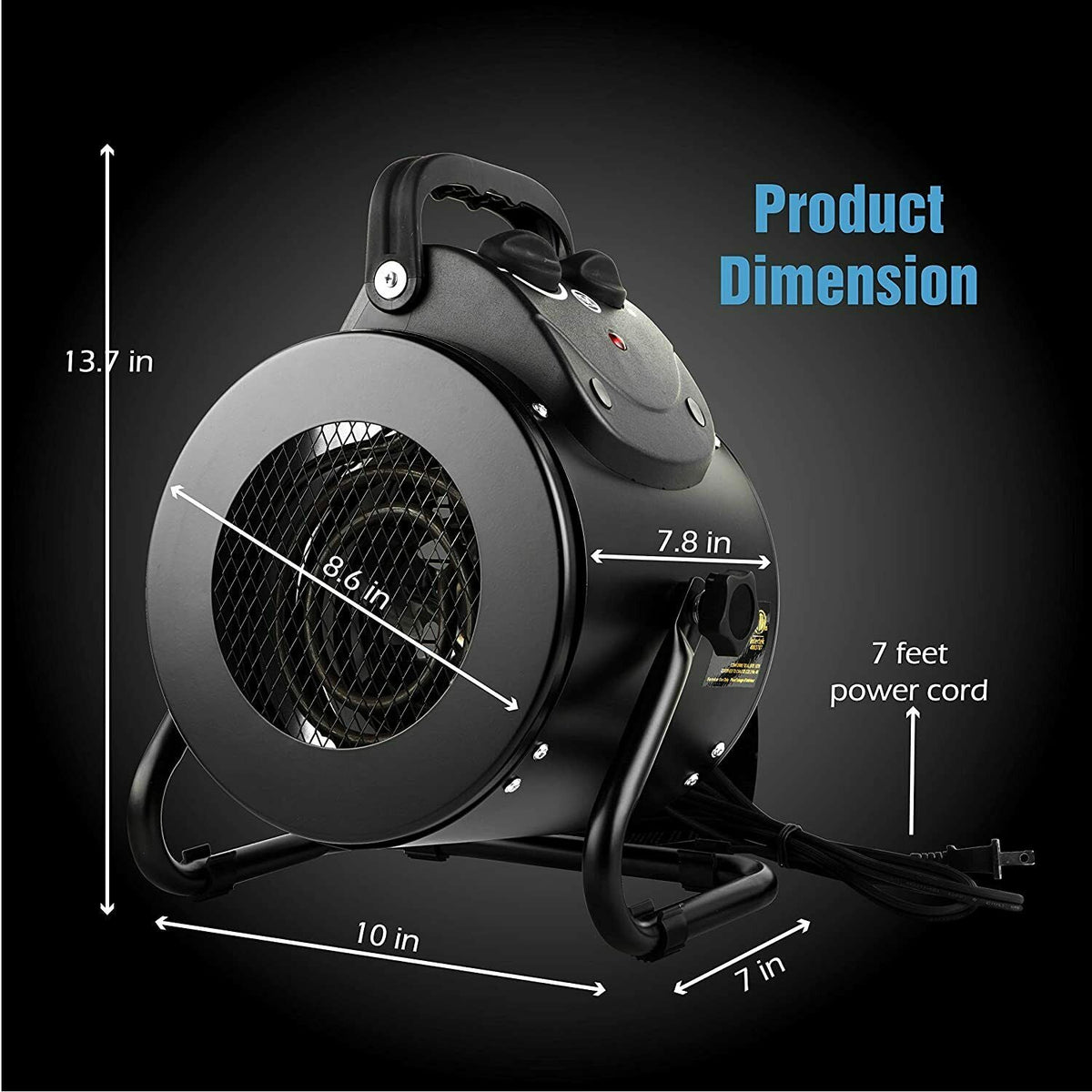 Compact Steel Space Heater 1500W IPX4 Rated for Workshop Greenhouse Garage Indoor Use | Thomler
