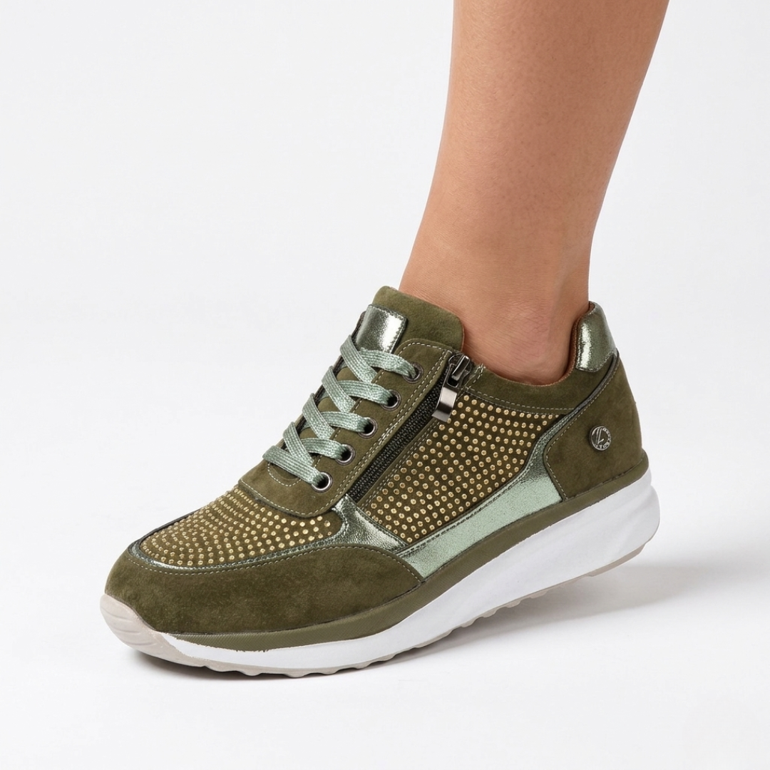Women's Cushioned Walking Sneakers with Side Zipper – Lightweight Everyday Shoes for Work, Travel & Casual Outings | Thomler