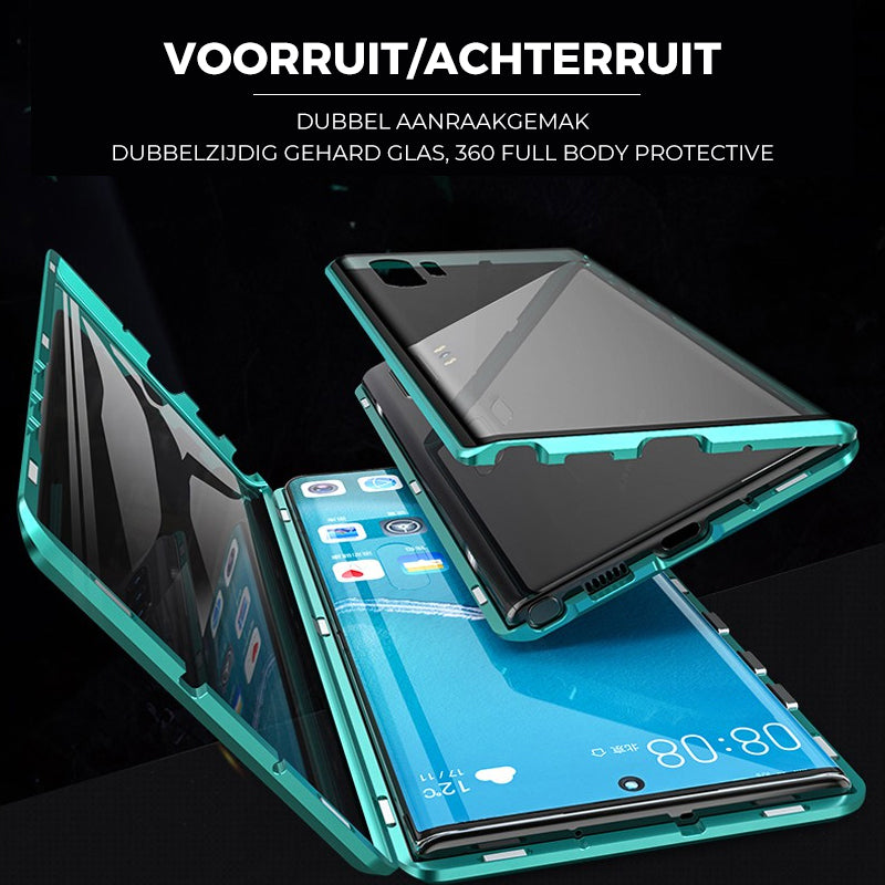 Full-Coverage Magnetic Tempered Glass Phone Case for Samsung Galaxy | Dual-Sided Protection | Front and Back Shielding | Snap-On Clear | Thomler
