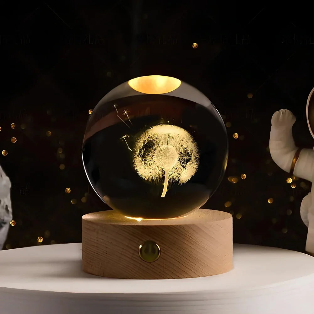 Cosmic Crystal Ball Night Light with LED Color Display | 25 Space Designs | USB Powered Galaxy Sphere Lamp for Bedroom, Living Room & Gift | Thomler