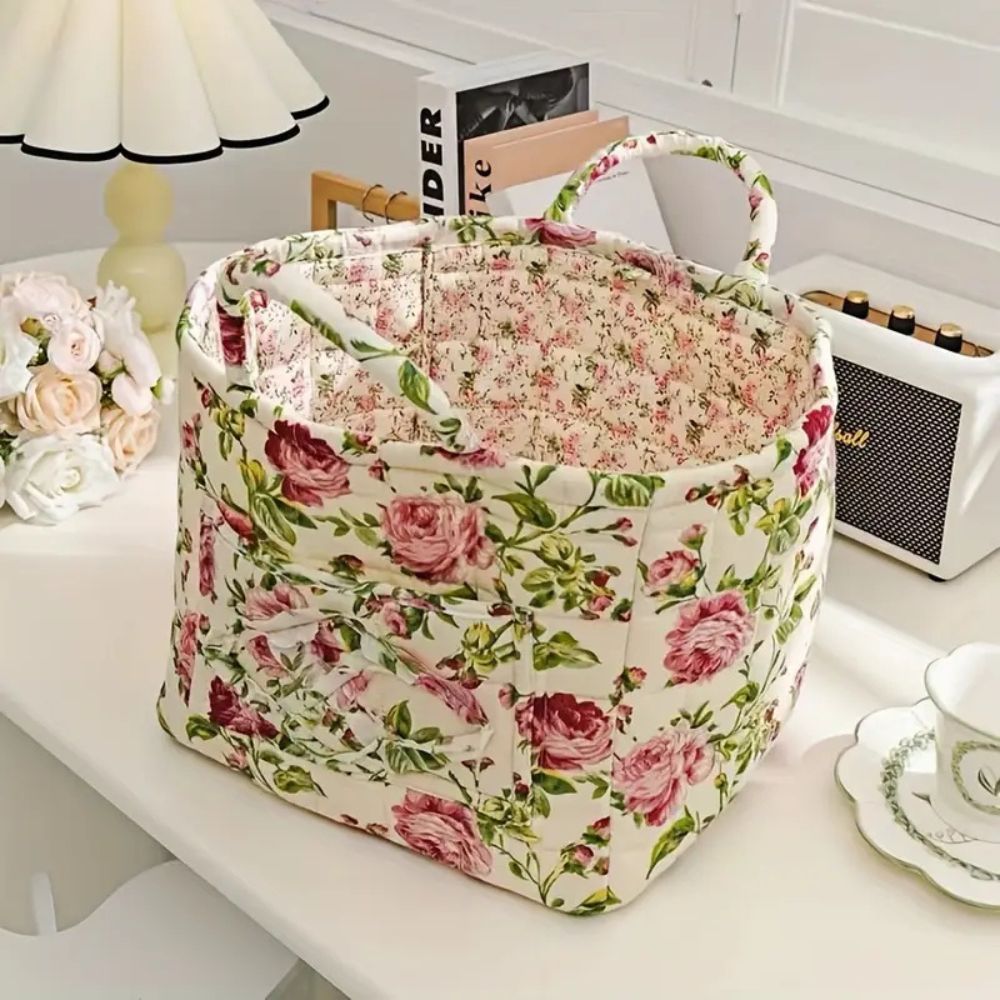 Fabric Storage Bin with Botanical Print – Collapsible Organizer for Closet, Shelf & Dresser – Lightweight Canvas Cube for Shoes, Linens & | Thomler