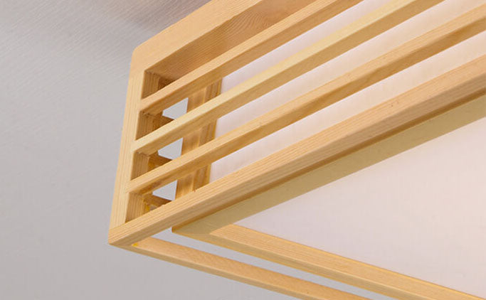 Flush Mount Ceiling Light Wood Acrylic 13.8 in LED Beige White Modern Bedroom Living Room Dining Room Lighting | Thomler