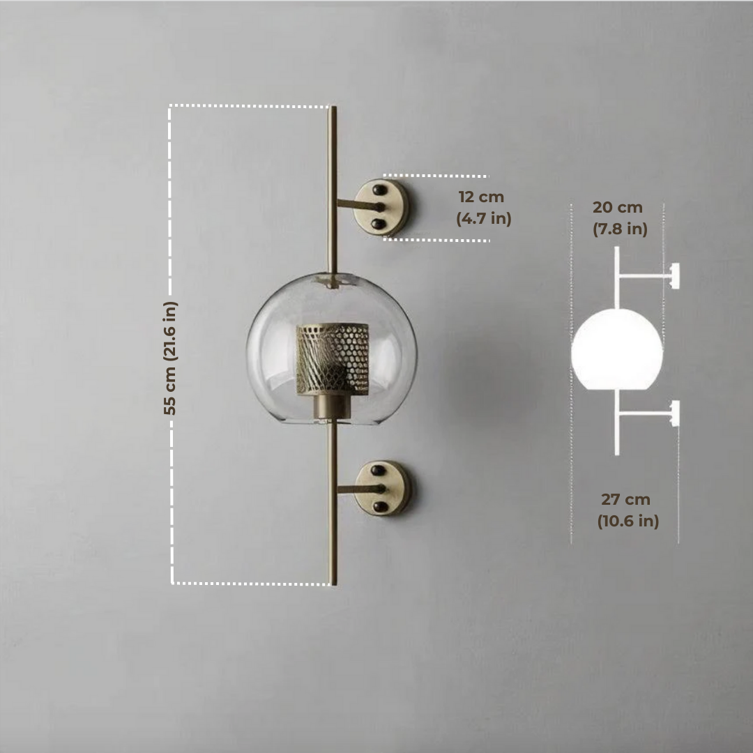 Glass Wall Sconce Light Fixture Gold Chrome Finish for Bathroom Bedroom Living Room Entryway Hallway Modern Minimalist Lighting | Thomler